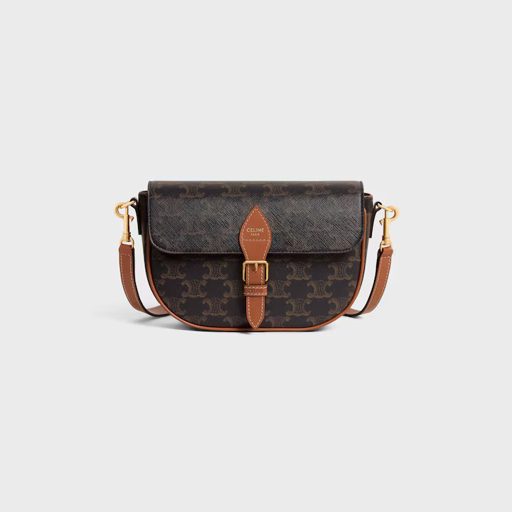FOLCO SHOULDER BAG IN Triomphe Canvas and Calfskin