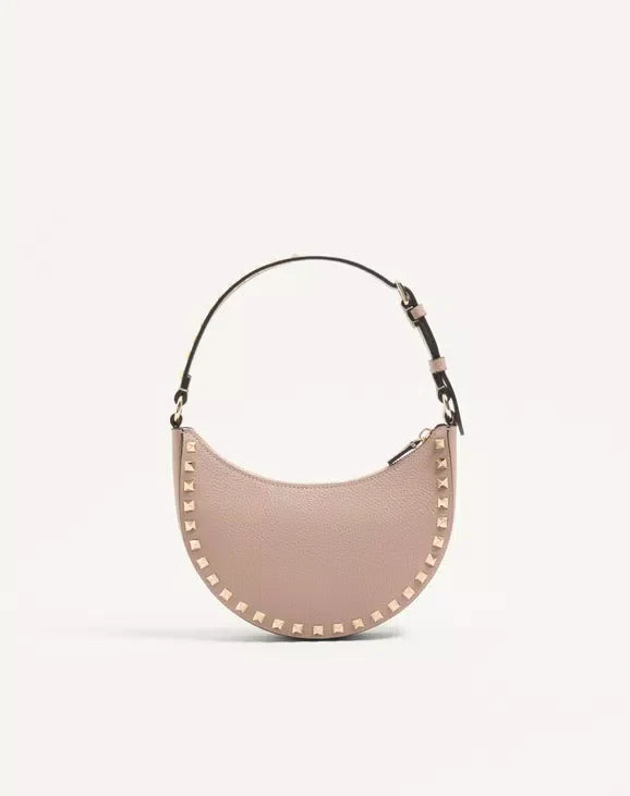 Mini Rockstud Hobo Bag In Grainy Calfskin