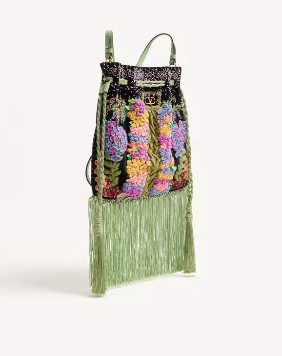 Valentino Garavani Nellcôte Alice Embroidered Bag With Fringes