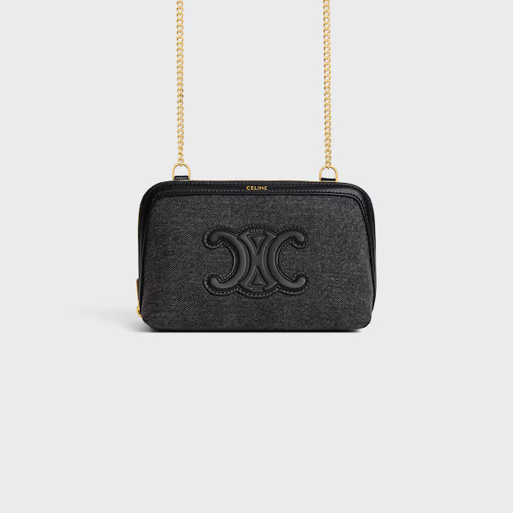Clutch on Chain Cuir triomphe IN DENIM