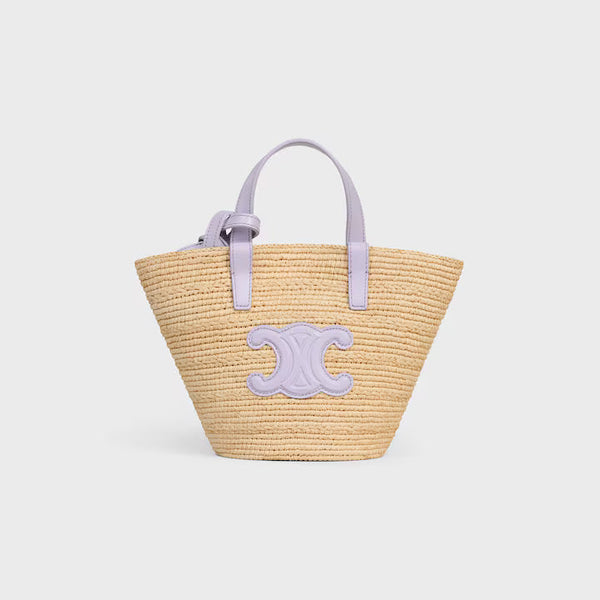 NANO SUPPLE CELINE CLASSIC PANIER IN RAFFIA AND CALFSKIN