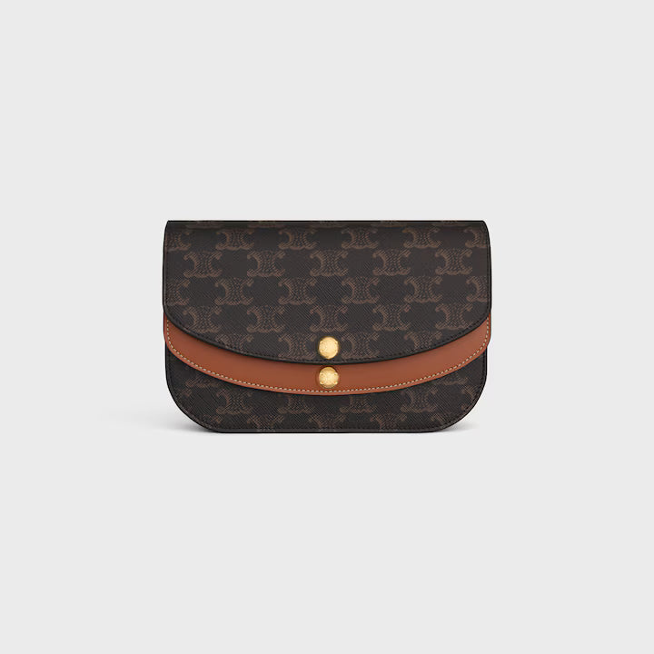 DUO WALLET ON STRAP IN Triomphe Canvas and Calfskin
