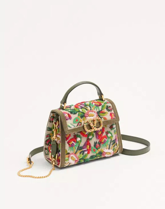 Valentino Garavani Vsling Mini Embroidered Handbag With Jewel Logo