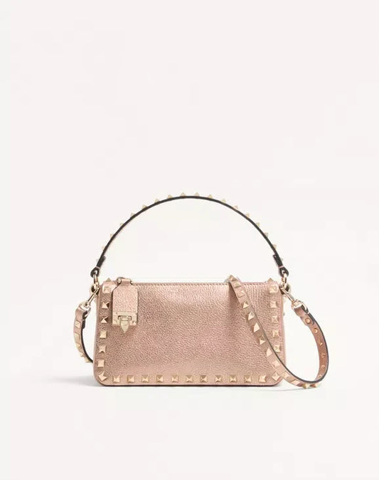Valentino Garavani Rockstud small crossbody bag in laminated grainy calfskin leather