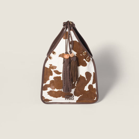 Printed leather handbag